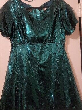 Francesca's Collections Teal Green Sequin Mini Dress